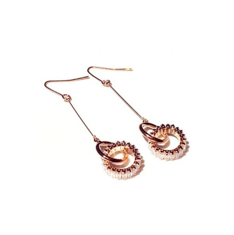 Long Super Elegant Micro Inlaid Round Zircon Earring Ear Hook Temperament For Lady Romantic Exquisite Luxury Earring