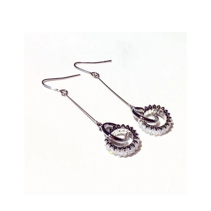 Long Super Elegant Micro Inlaid Round Zircon Earring Ear Hook Temperament For Lady Romantic Exquisite Luxury Earring