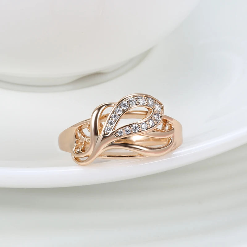 Luxury 3Pcs Natural Zircon Flower Earring Necklace Ring Sets for Women