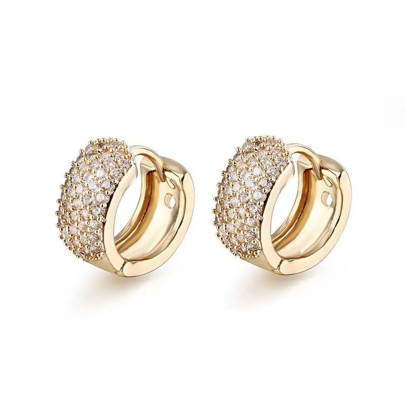 Hoop Earrings For Women Girls 5 Row AAA+ Cubic Zircon 18 / Rose / White Gold Color