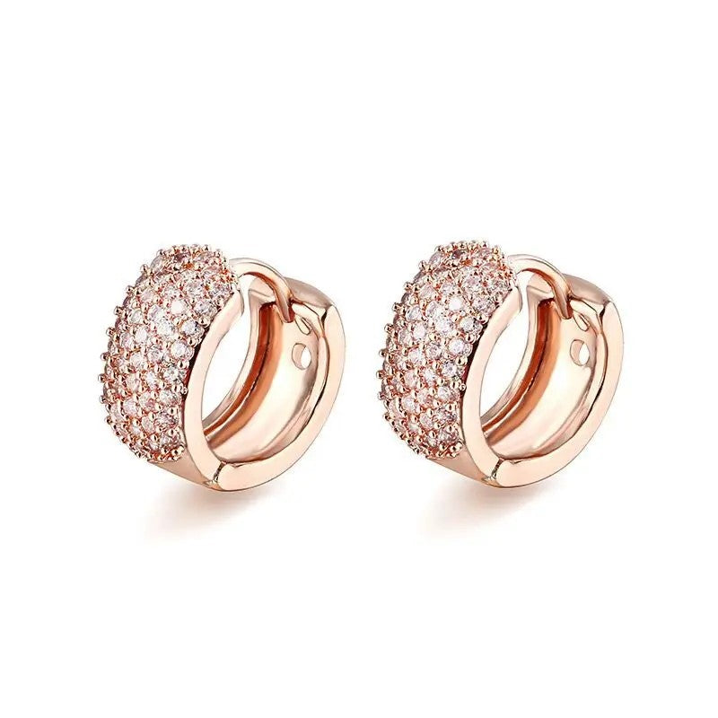 Hoop Earrings For Women Girls 5 Row AAA+ Cubic Zircon 18 / Rose / White Gold Color