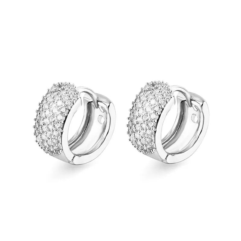 Hoop Earrings For Women Girls 5 Row AAA+ Cubic Zircon 18 / Rose / White Gold Color