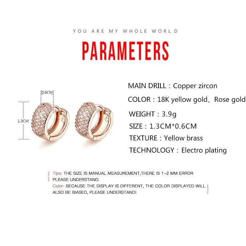 Hoop Earrings For Women Girls 5 Row AAA+ Cubic Zircon 18 / Rose / White Gold Color