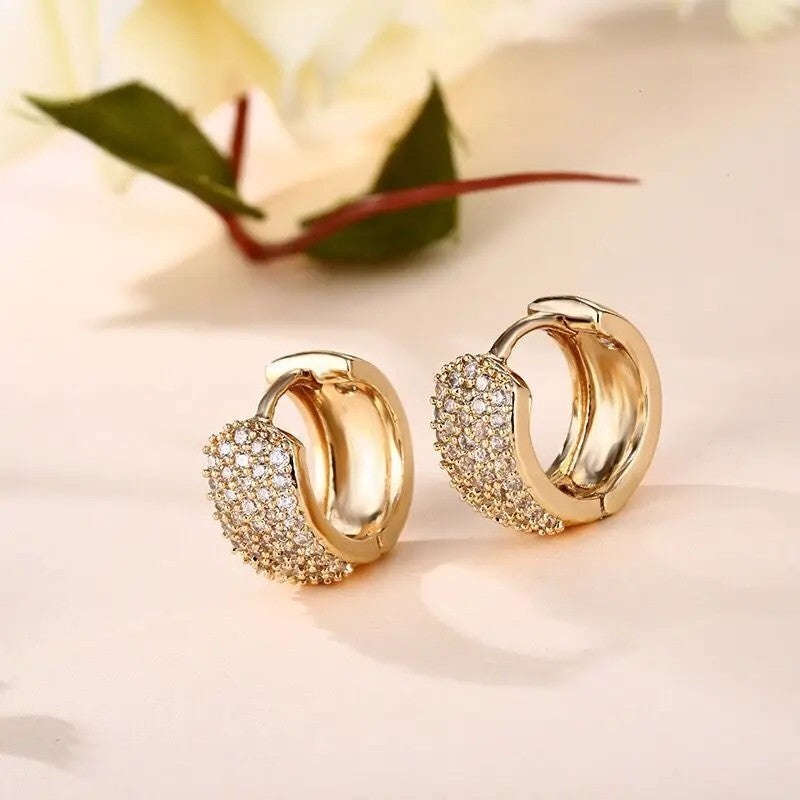 Hoop Earrings For Women Girls 5 Row AAA+ Cubic Zircon 18 / Rose / White Gold Color