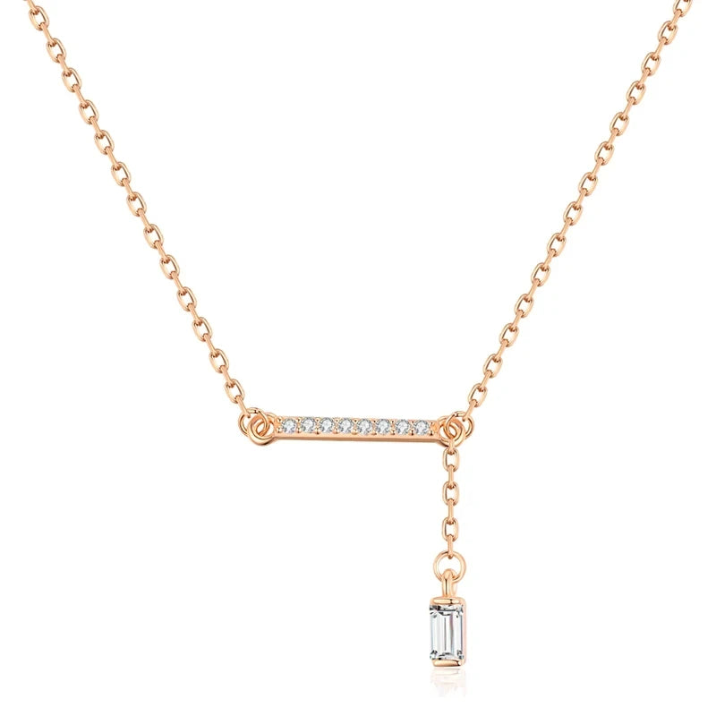 Luxury Square Natural Zircon Pendant Necklace for Women Trendy 585 Rose Gold Color High Quality Daily Fine Jewelry