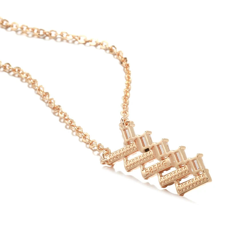 Natural Zircon Arrow Pendant Necklace for Women Fashion 585 Rose Gold Color High Quality Daily Fine Jewelry Gift