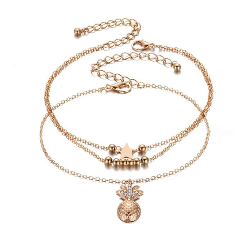 Pineapple Pendant Anklet Beaded Summer Beach Foot Jewelry