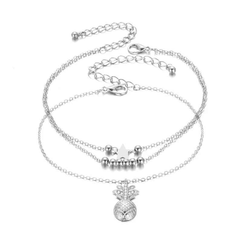 Pineapple Pendant Anklet Beaded Summer Beach Foot Jewelry