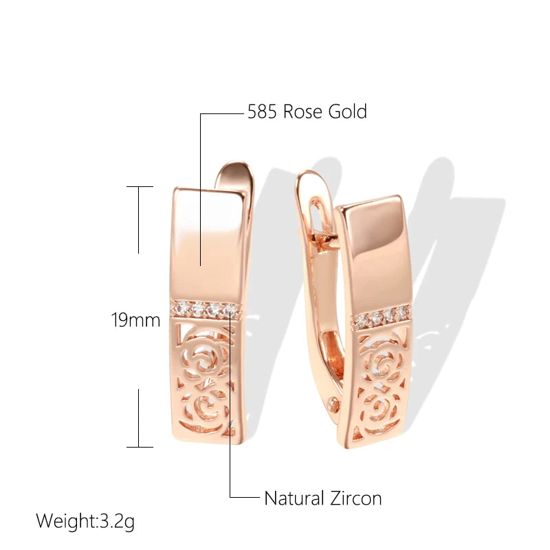 Rose Gold Glossy Hollow Flower Drop Earrings