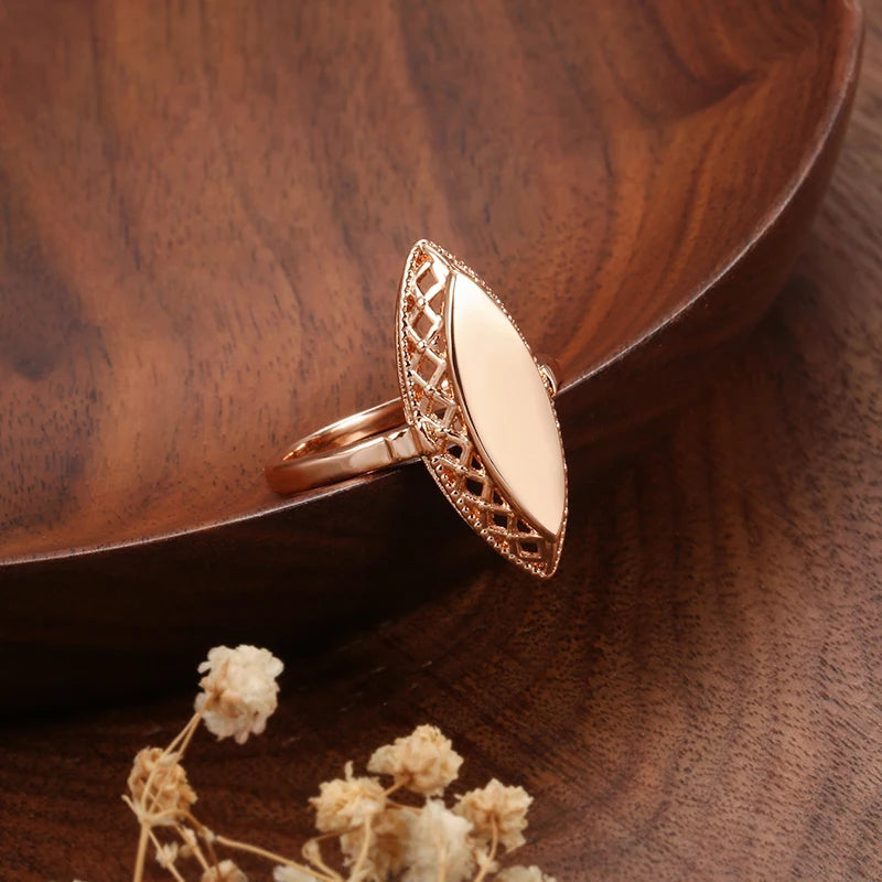 Rose Gold Simple Rhombus Weaving Glossy Ring Set for Women