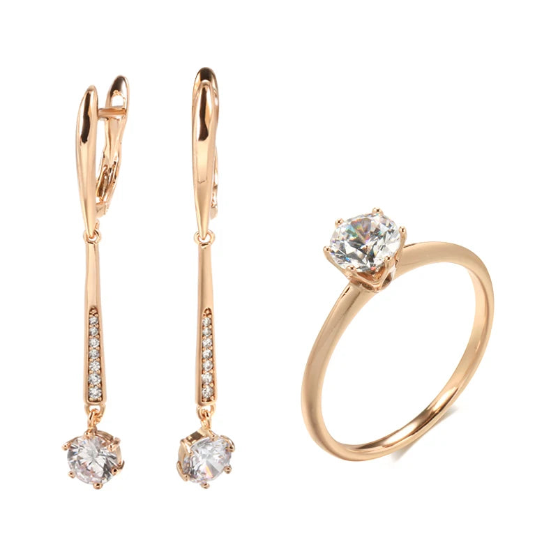 round-gemstone-long-earrings-ring-jewelry-set