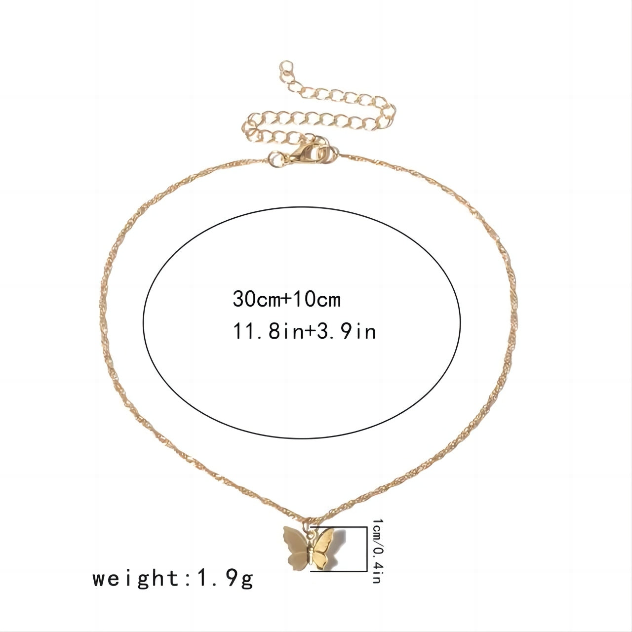 Shiny Butterfly Necklace Exquisite Golden Crystal Pendant Collar Chain Necklace