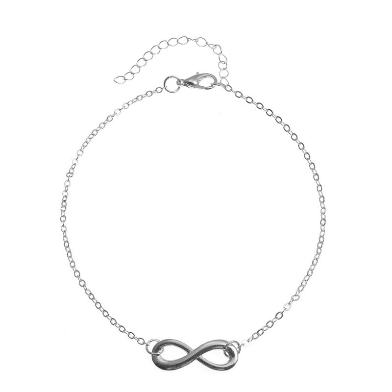 Trendy Gold Silver Color Simple Infinity Chain Anklets For Women Beach Foot Jewelry