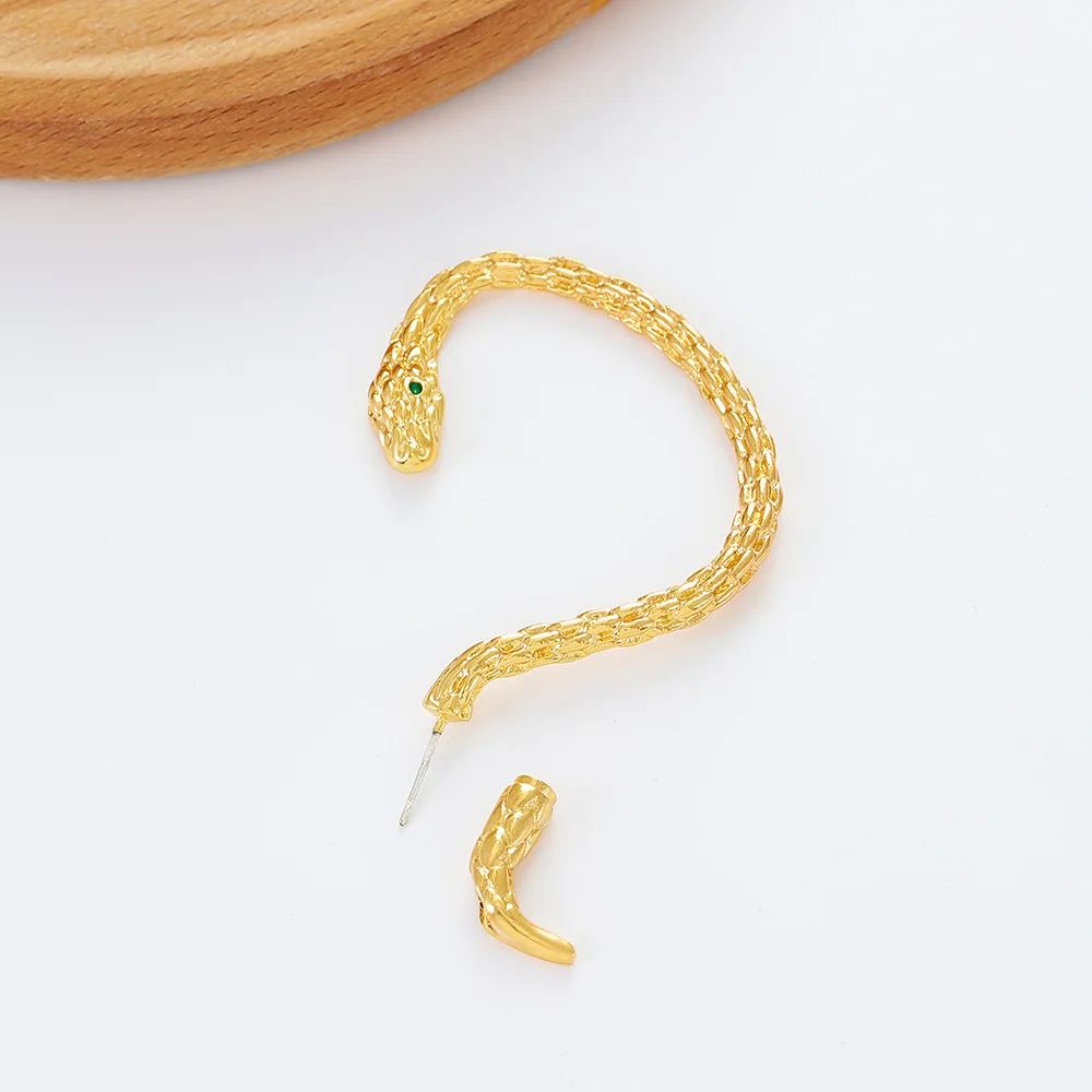 Snake Shape Zircon Clip Earrings