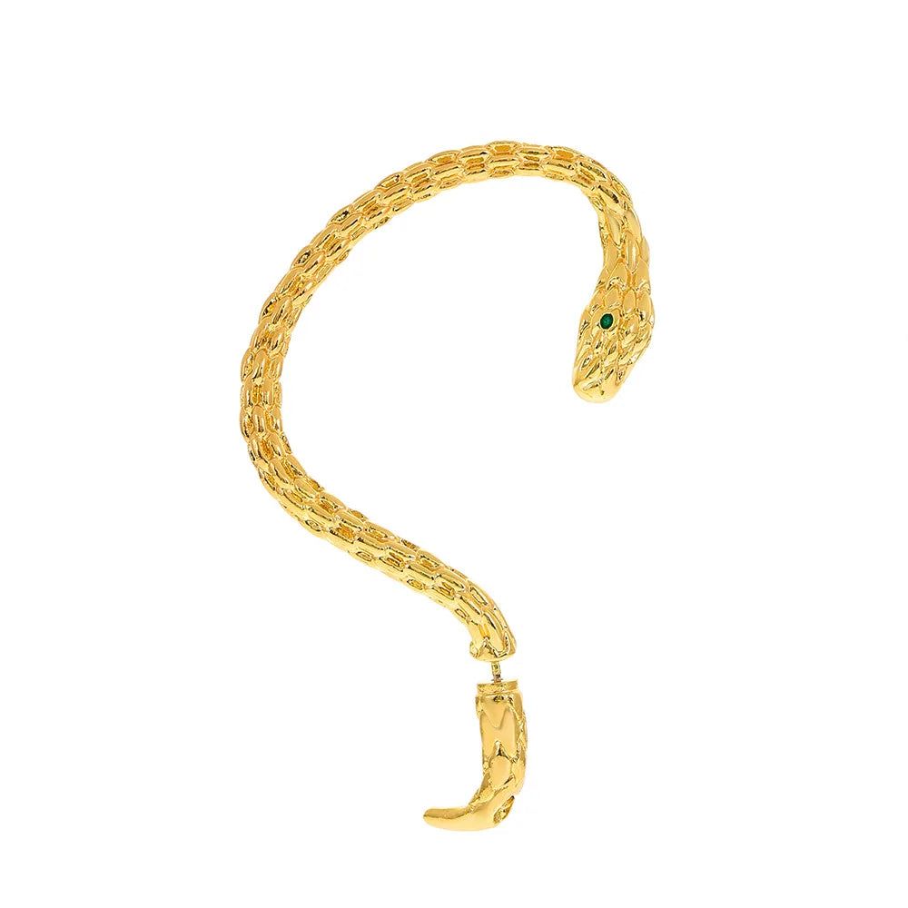 Snake Shape Zircon Clip Earrings