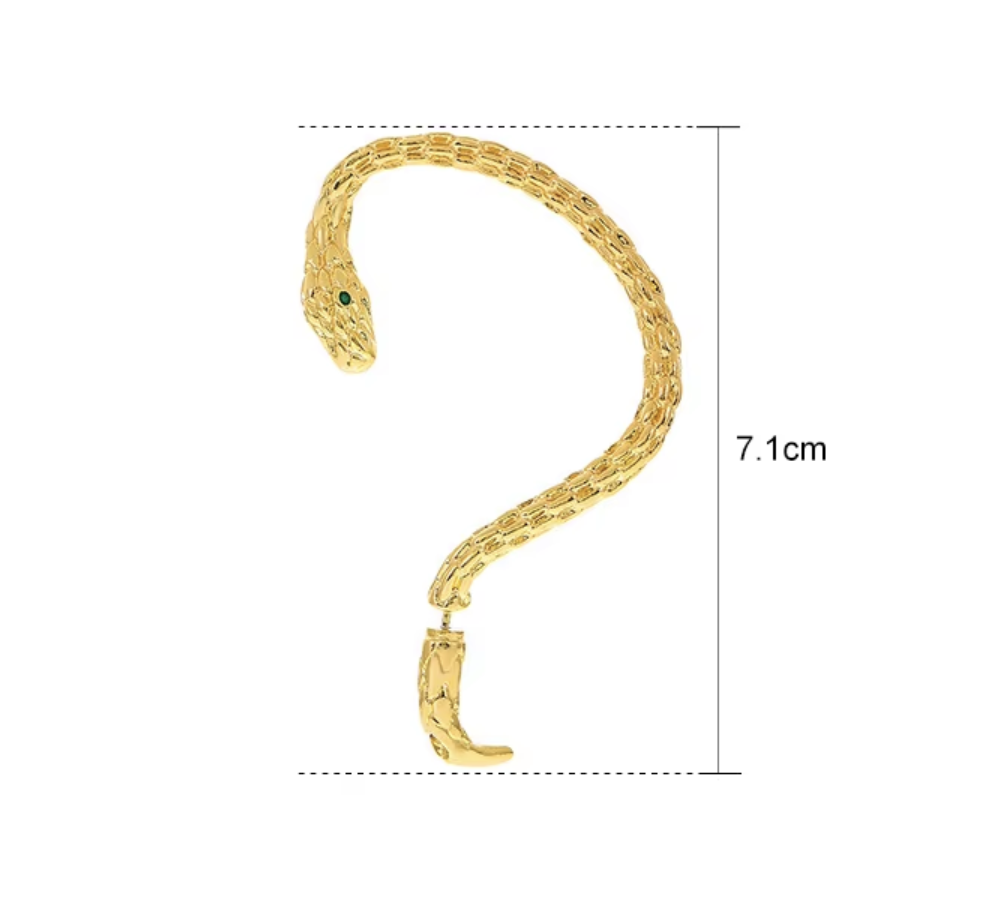 Snake Shape Zircon Clip Earrings