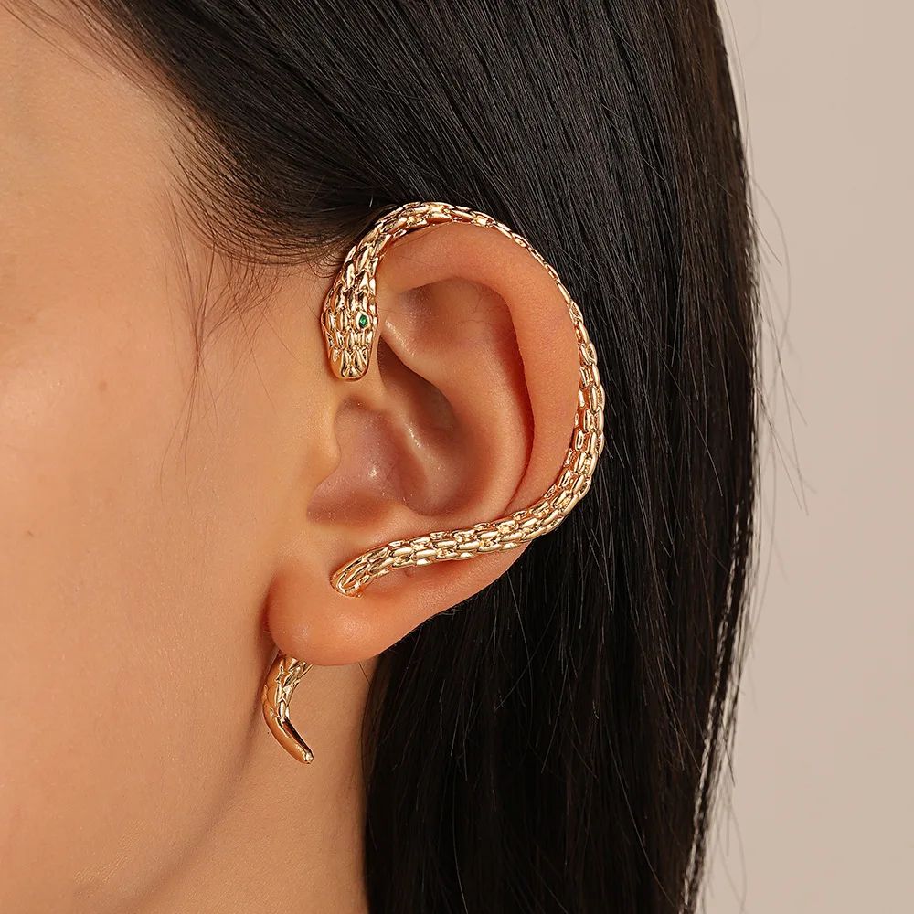 Snake Shape Zircon Clip Earrings