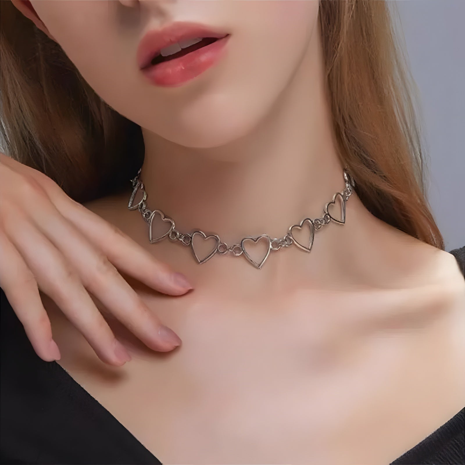 Sweet Love Heart Choker Necklace