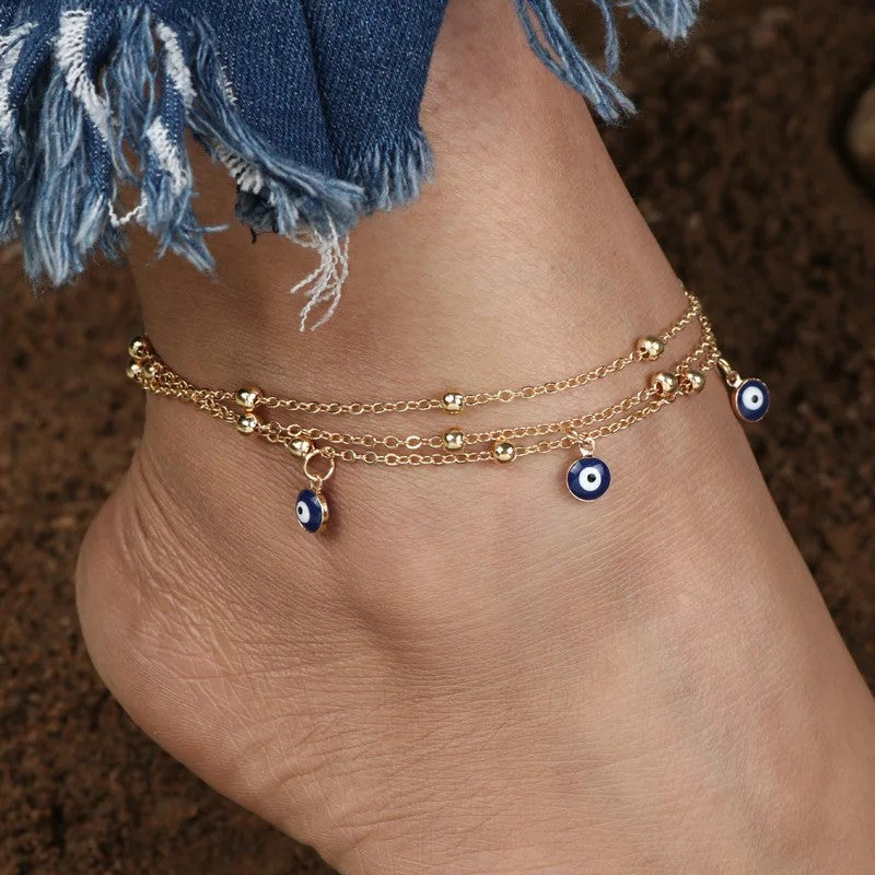 Turkish Beads Evil Eyes Tassel Anklets For Women