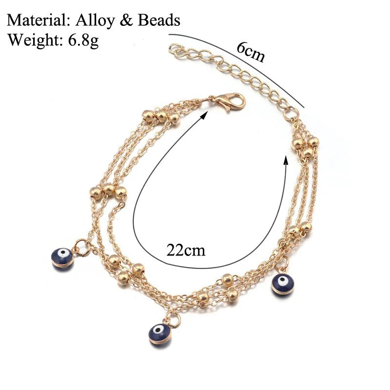 Turkish Beads Evil Eyes Tassel Anklets For Women