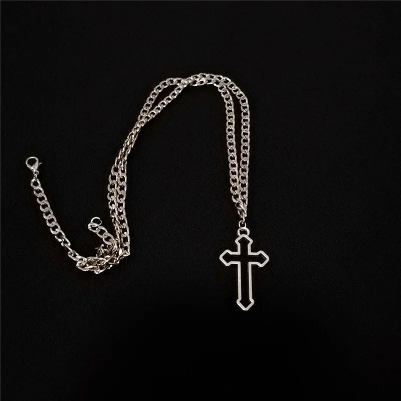 Vintage Gothic Hollow Cross Pendant Necklace