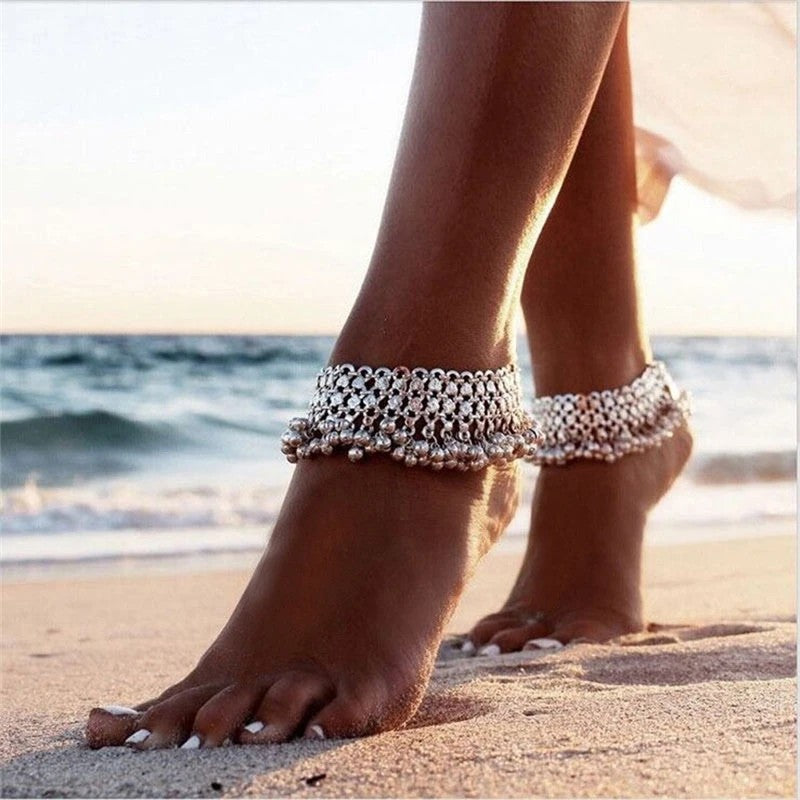 Vintage Multi-layer Bells Ankle Bracelet Foot Jewelry Boho Summer Beach Barefoot Sandals Charms