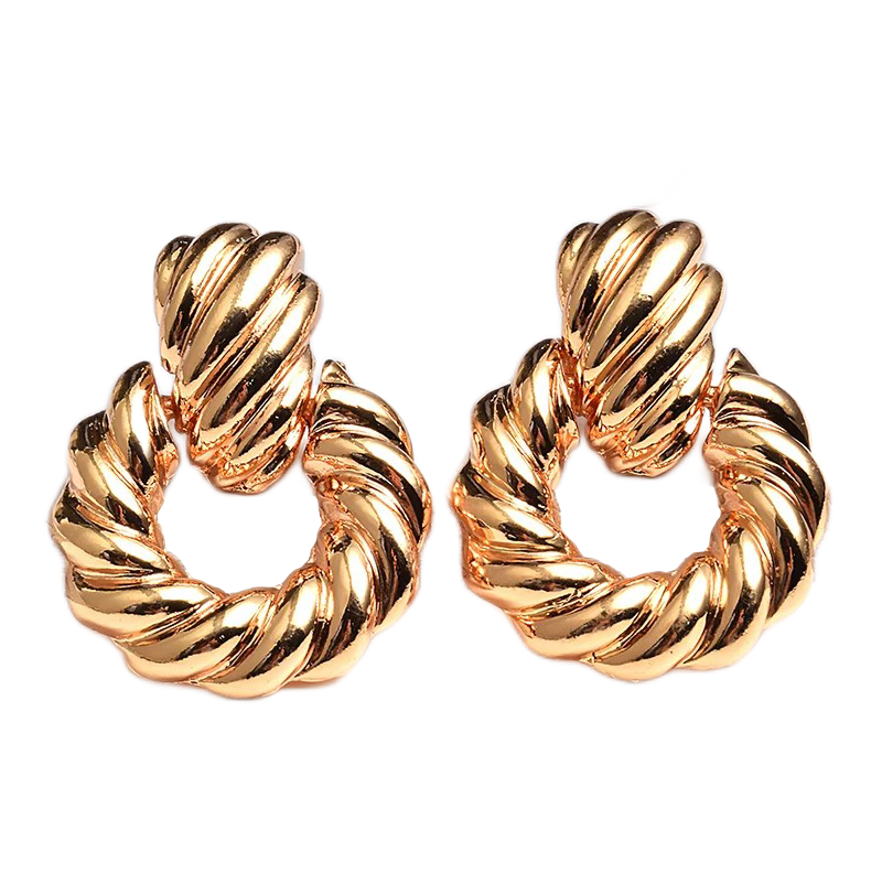 Punk Simple Design Round Shaped Gold Color Earrings Metal Vintage Drop Earrings For Women Fashion Jewelry Pendientes
