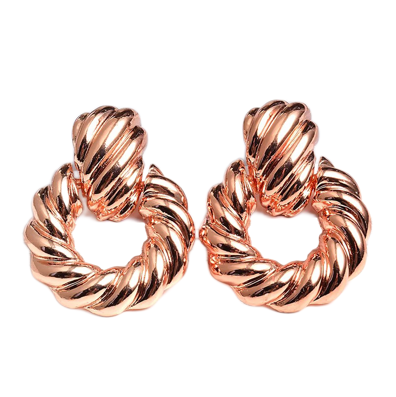 Punk Simple Design Round Shaped Gold Color Earrings Metal Vintage Drop Earrings For Women Fashion Jewelry Pendientes