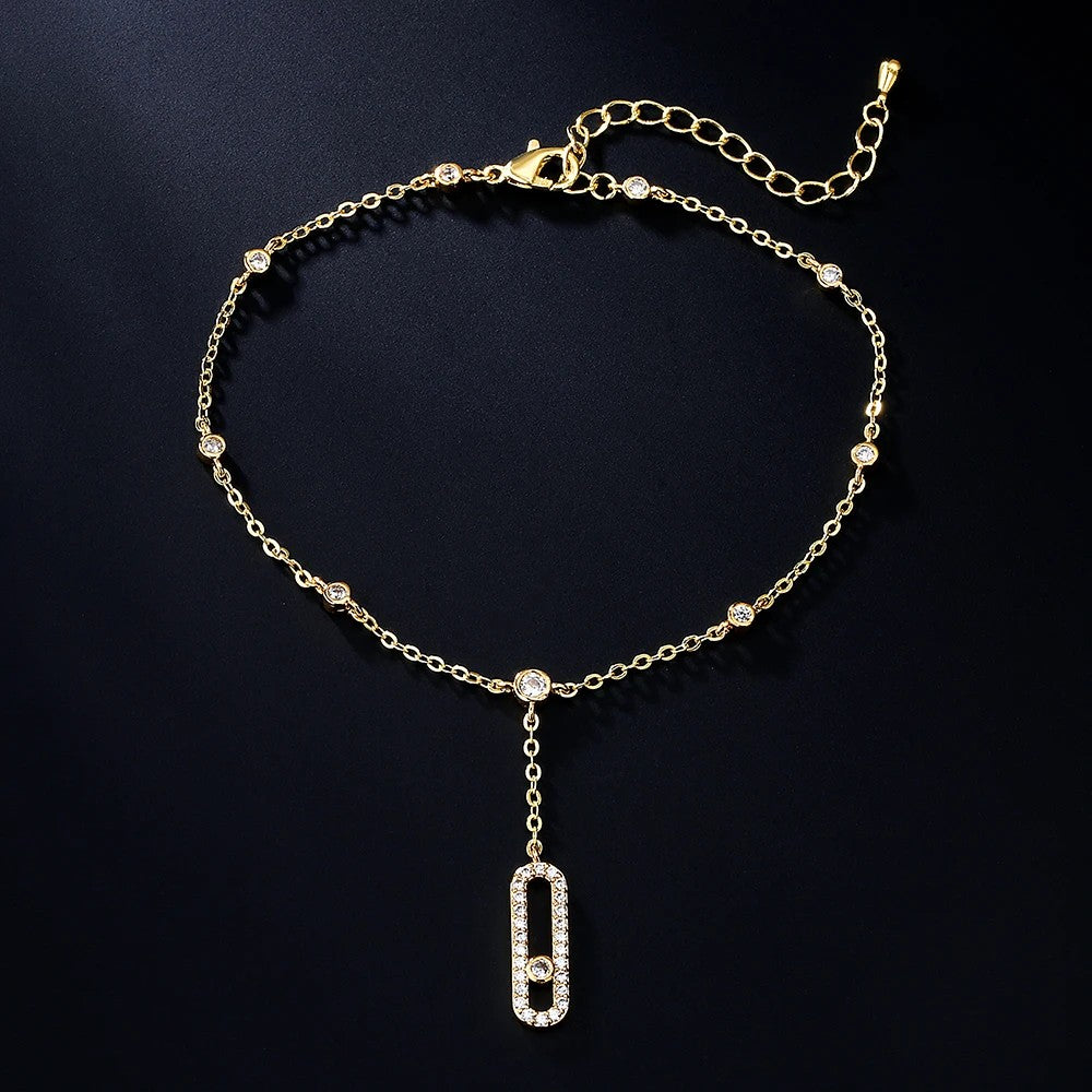 Cubic Zirconia Geometric Pendant Anklets For Women Trendy Beach Accessories Hawaii Party Gift Jewelry