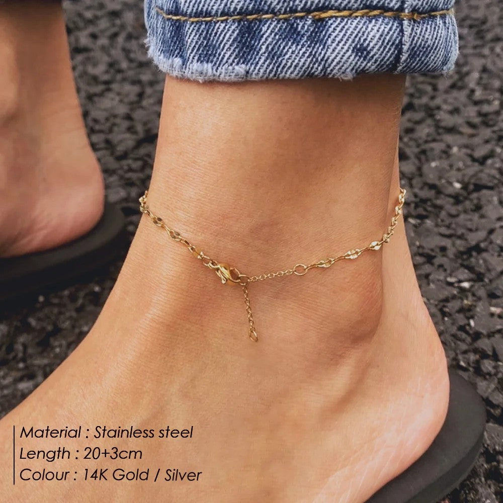 Fish Lips Chain Anklet For Women Summer Beach Foot Jewelry On The Leg Minimalist Anklets Female