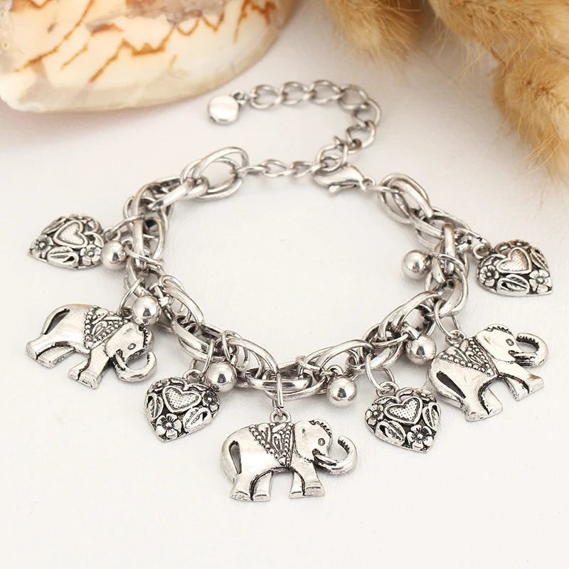 Women's Retro Color Anklet Elephant Pendant Jewelry Beach Summer Anklet