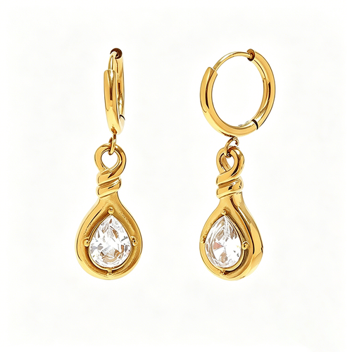 Knotted Teardrop CZ Hoop Earrings - SEIYI