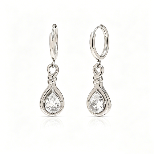 Knotted Teardrop CZ Hoop Earrings - SEIYI