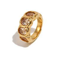 Hammered Oval Stone Cocktail Ring