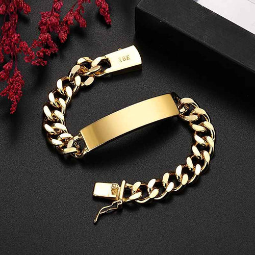 Gold Cuban Link ID Bracelet