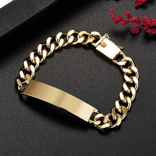 Gold Cuban Link ID Bracelet