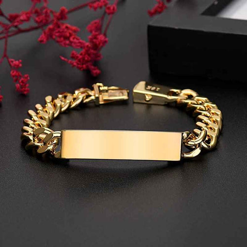Gold Cuban Link ID Bracelet