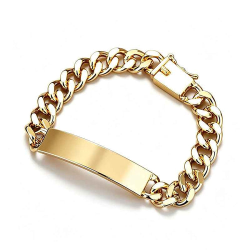 Gold Cuban Link ID Bracelet