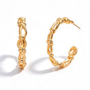 Two-Tone Twisted Knot C Hoop Earrings - SEIYI