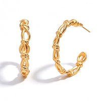 Two-Tone Twisted Knot C Hoop Earrings