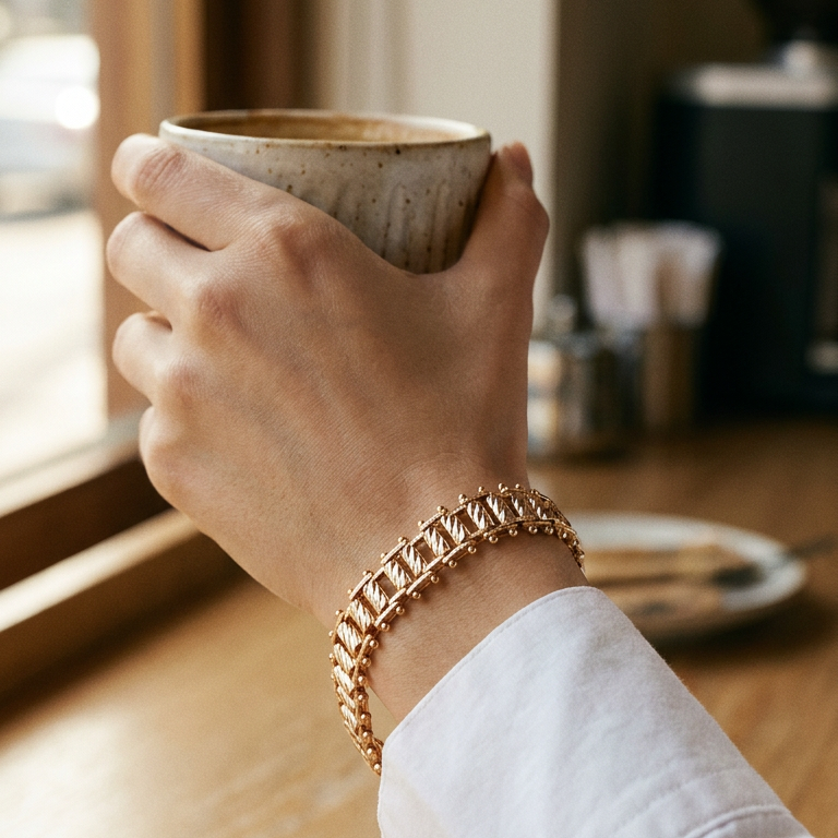 Twisted Bar Link Statement Bracelet