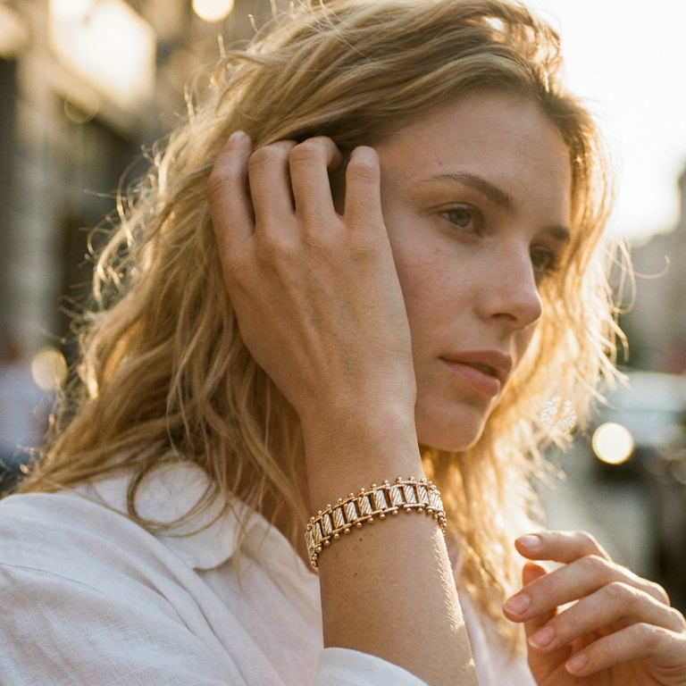 Twisted Bar Link Statement Bracelet - SEIYI