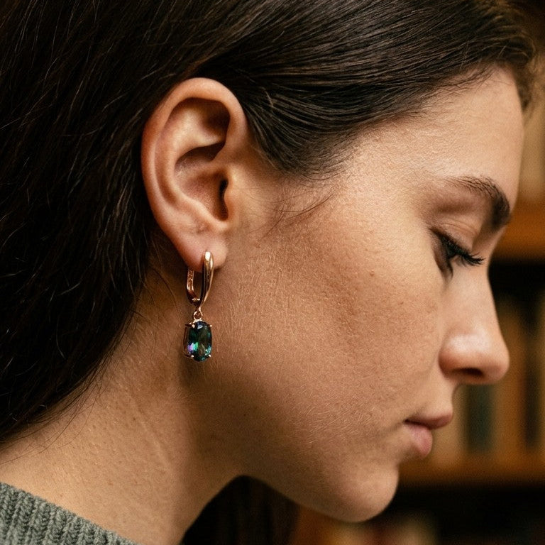 Simple Colorful Natural Zircon Drop Earring