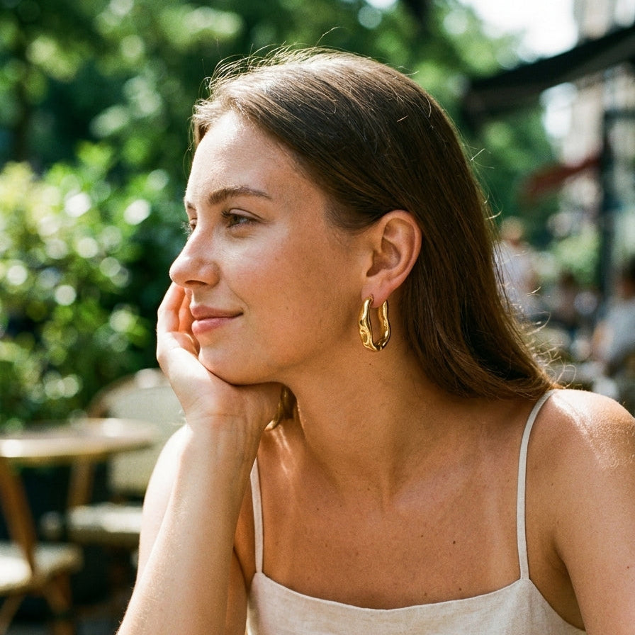 Wavy Irregular Metal Hoop Earrings - SEIYI