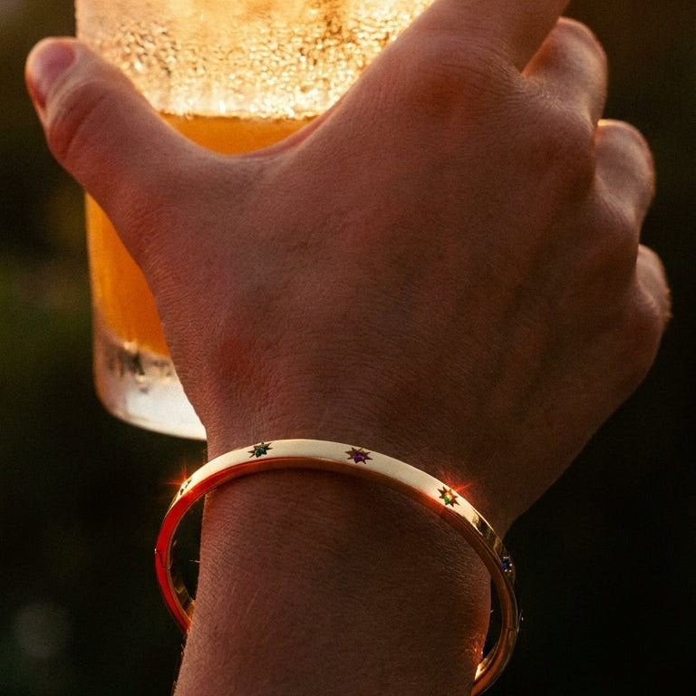 Thin Multicolor Star Zircon Bangle - SEIYI