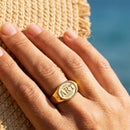 ART Embossed Oval Signet Ring - SEIYI