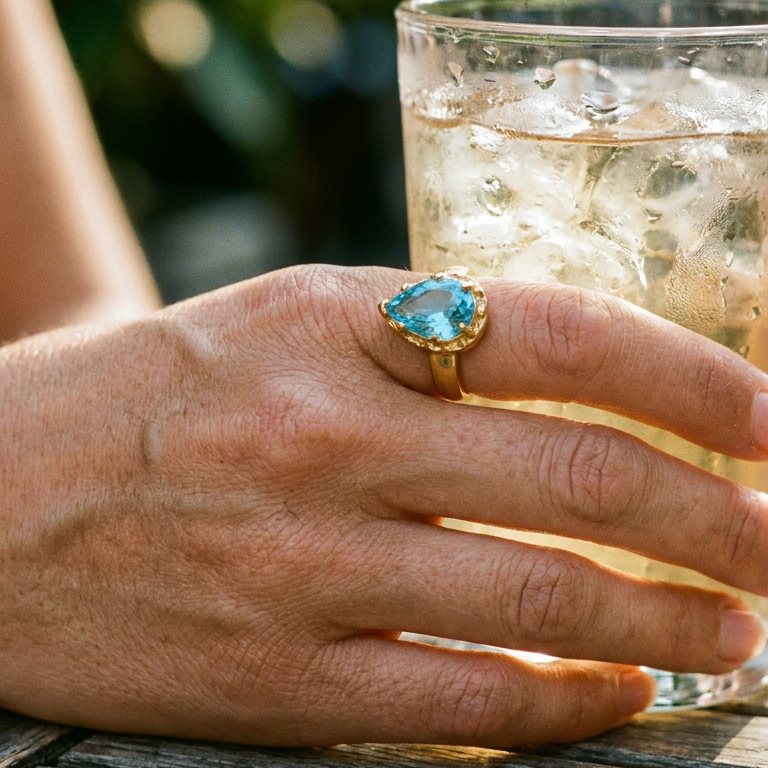 Teardrop Stone Halo Cocktail Ring
