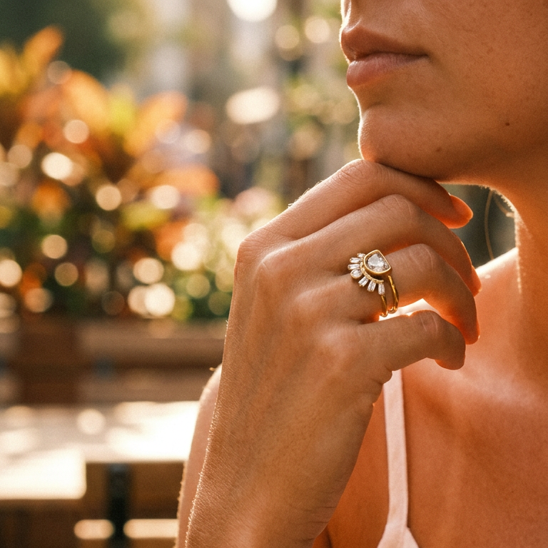 Half Moon Fan Stacked Ring