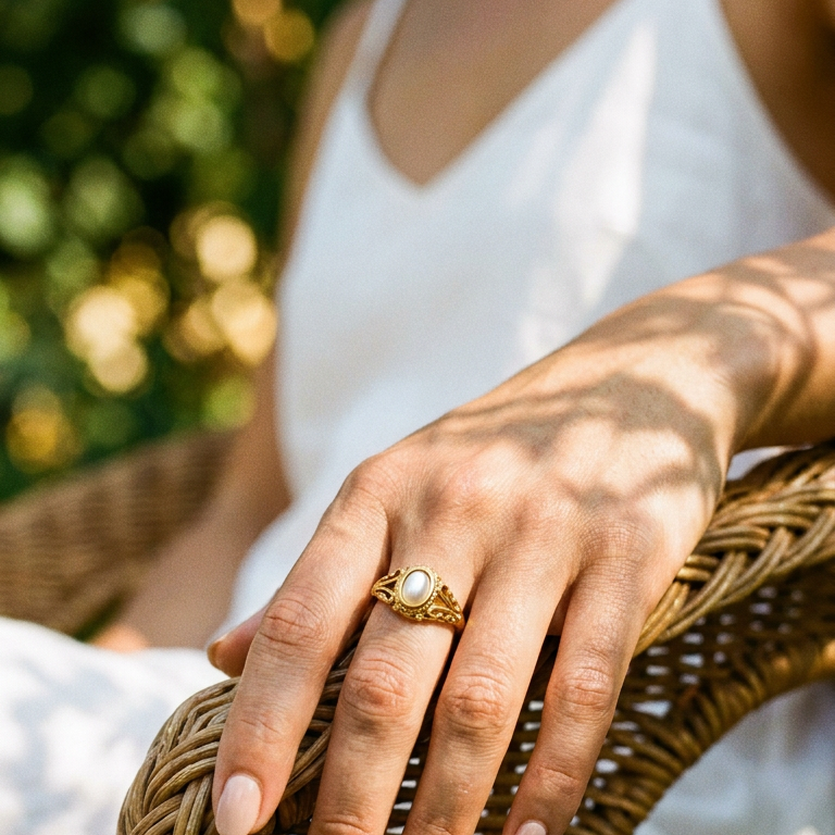 Filigree Freshwater Pearl Ring