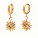 Sunburst Crystal Drop Huggie Hoop Earrings - SEIYI